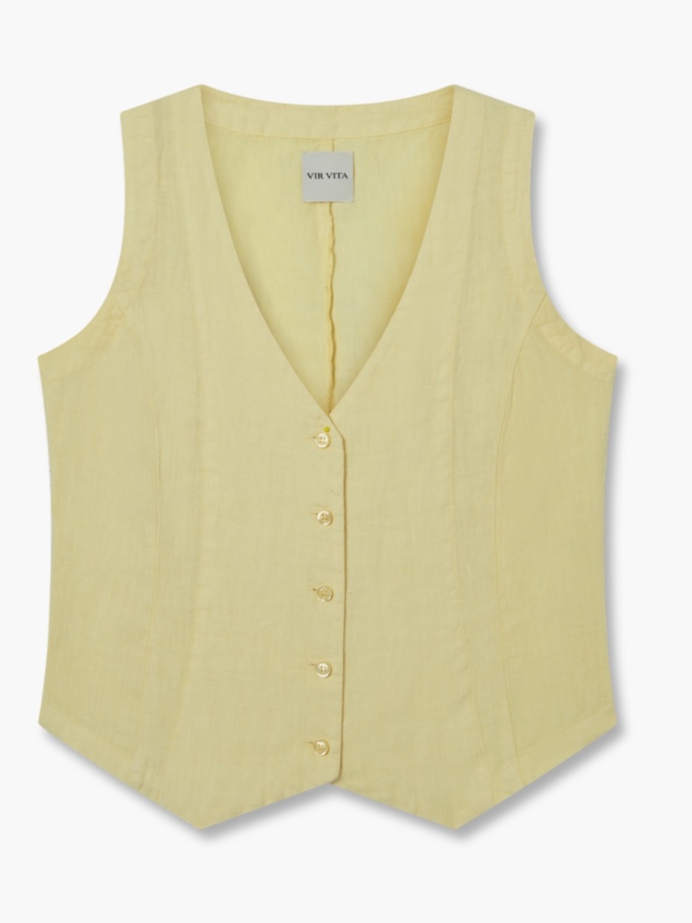 Vir Vita Violette Linen Vest in Butter Yellow size L